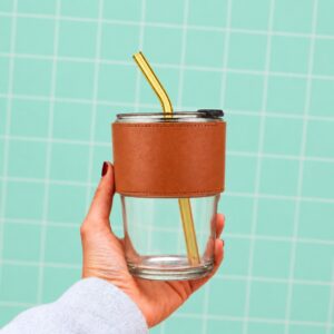Vaso Pitillo en vidrio Café